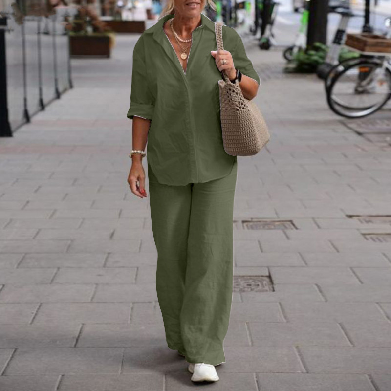 Retro Trousers Shirt Two Piece - Shirt Camp Collar review and price
