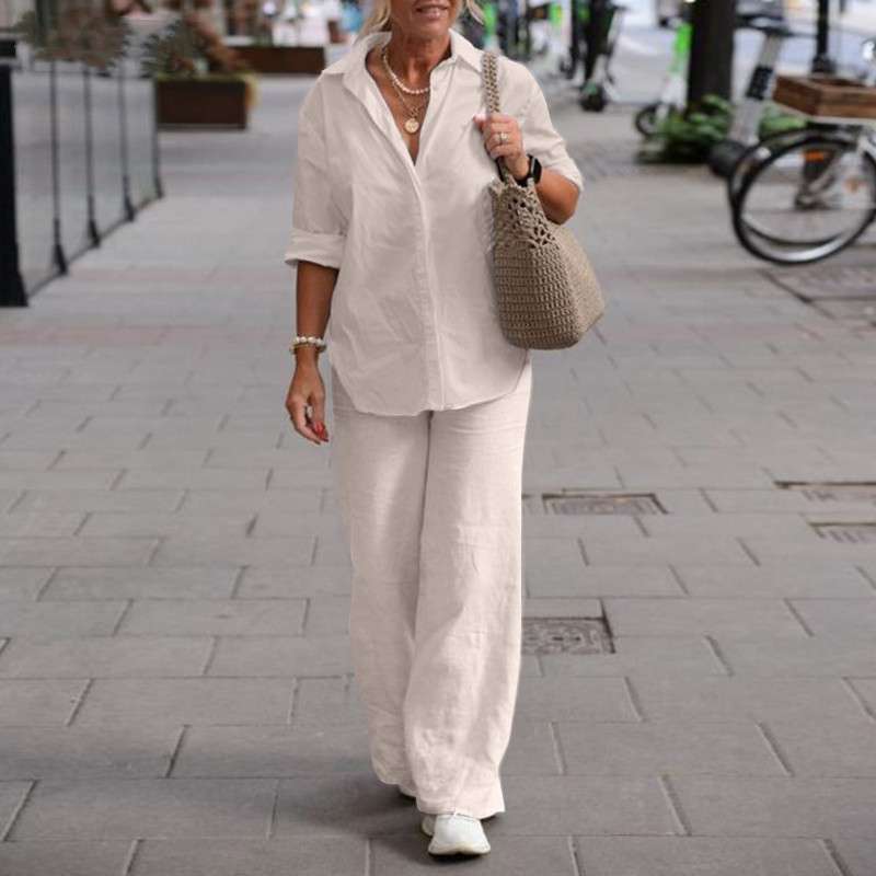 Retro Trousers Shirt Two Piece - Shirt Camp Collar review and price