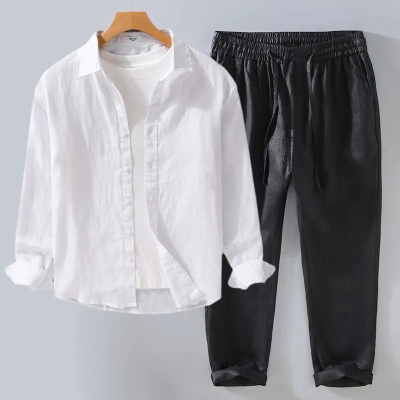 High-End Pure Linen Cotton Lin - Linen Shirt Breathable review and price