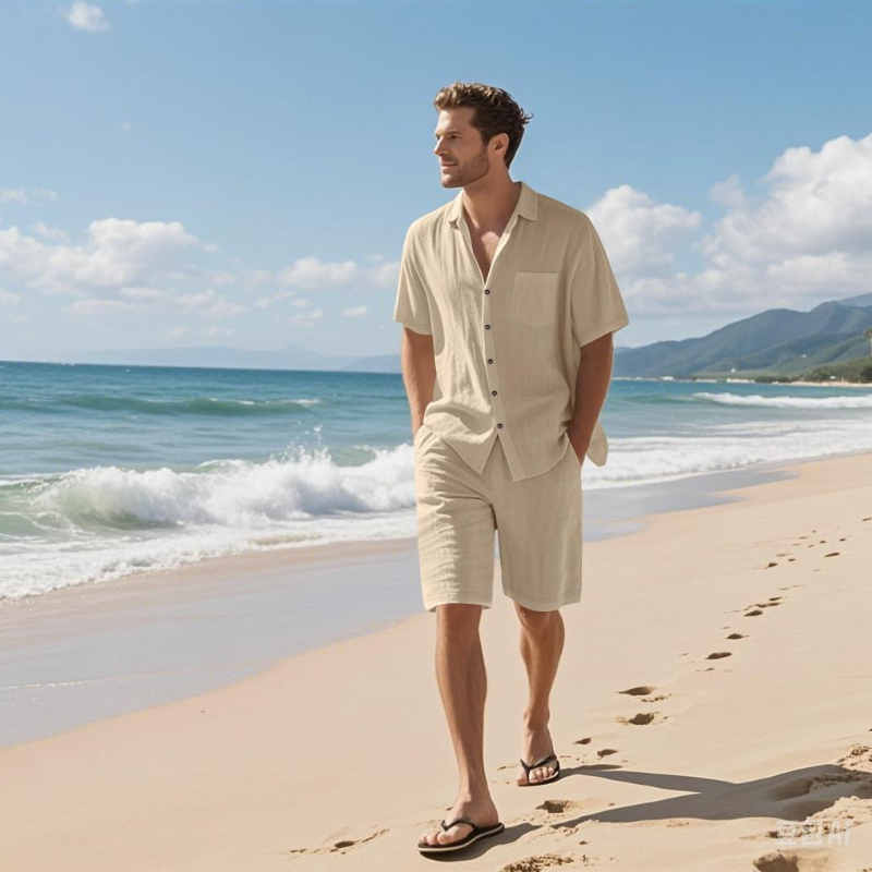 High-End Men's Summer Shorts S - Linen Shirt Breathable review and price